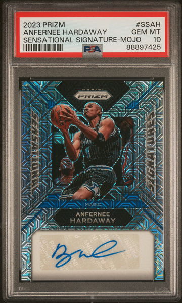 2023 PANINI ANFERNEE HARDAWAY PRIZM SENSATIONAL SIGNATURES SENSATIONAL SIGNATURE-MOJO #SSAH PSA 10