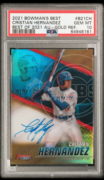 2021 Bowman’s Best Cristian Hernandez Blue Autograph /150 PSA 10