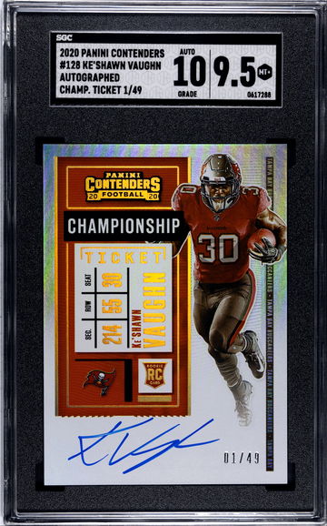 2020 Panini Contenders Championship Ticket Ke’Shawn Vaughn Rookie Auto #1/49 #128 SGC 9.5 / 10