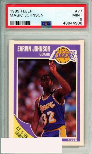 1989 FLEER MAGIC JOHNSON #77 LOS ANGELES LAKERS HOF PSA MINT 9