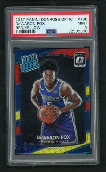2017 Donruss Optic Rated Rookie Red and Yellow De'Aaron Fox #196 PSA 9