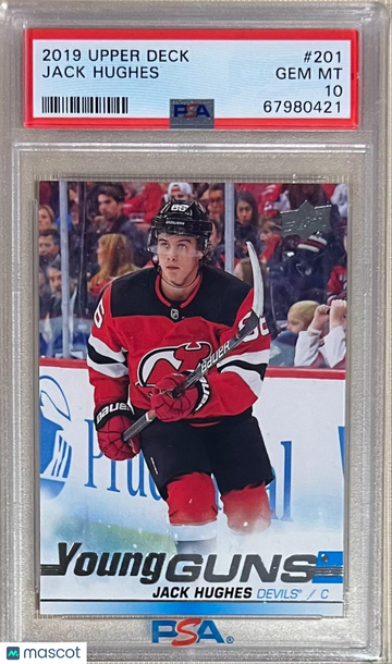 2019 Upper Deck #201 Jack Hughes Young Guns PSA 10 rookie