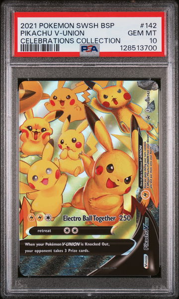 2021 Star Pokemon Sword and Shield Black Celebrations Special Collection Pikachu V Union Promos Pikachu V-Union #SWSH142 PSA 10