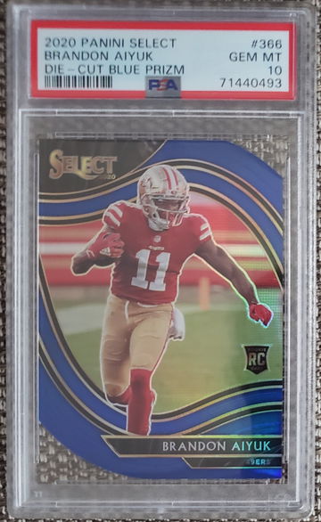 2020 Panini Select Brandon Aiyuk Die-Cut Blue Prizm RC #366 PSA 10
