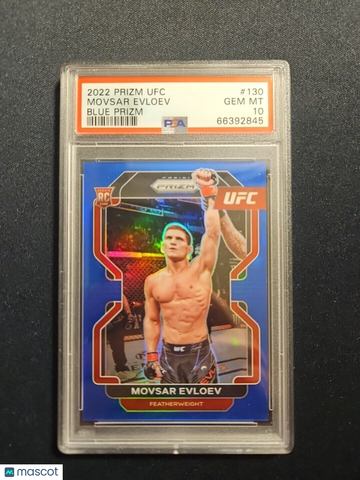 2022 Panini Prizm UFC Movsar Evloev #130/199 Blue Prizm Rookie PSA 10