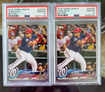 (2) 2018 Topps Update Juan Soto PSA 10 RC #US300 YOU GET BOTH CARDS  ***PSA NUMBERS MAY BE DIFFERENT, BUT ARE ALL PSA 10s***