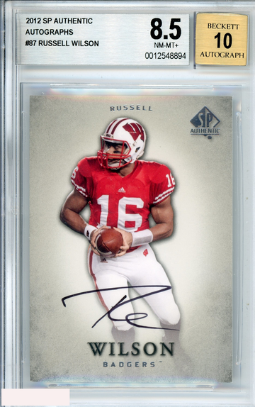 2012 SP AUTHENTIC RUSSELL WILSON #87 AUTOGRAPH ROOKIE RC BGS 8.5 AUTO 10
