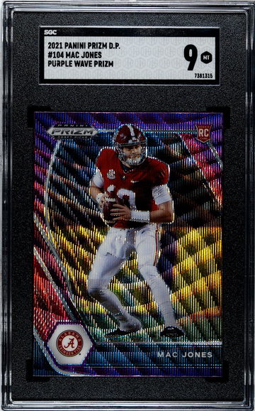 MAC JONES 2021 Panini Prizm Purple  Wave Rookie RC #104 Patriots SGC 9 MT