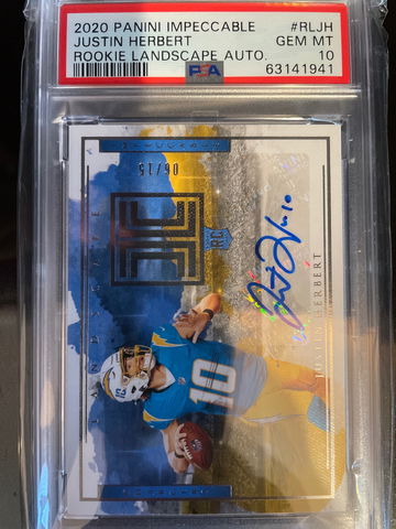 2020 panini impeccable Justin Herbert rookie landscape auto