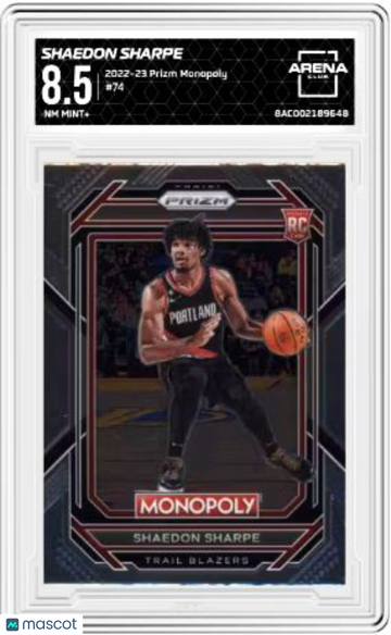 2022-23 Prizm Monopoly Shaedon Sharpe #74 Monopoly Arena Club 8.5