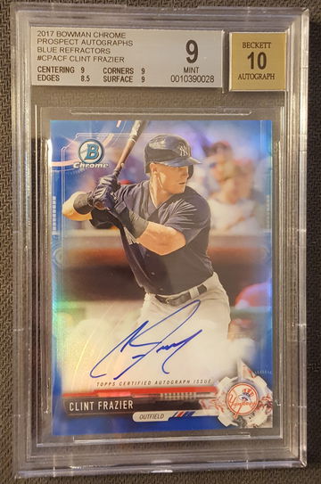 2017 Bowman Chrome Blue Refractor 125/150 Clint Frazier Auto BGS 9