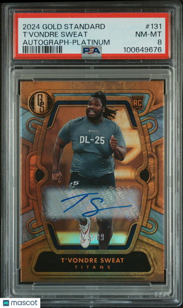 2024 Panini Gold Standard T'vondre Sweat #131 Autograph Platinum PSA 8