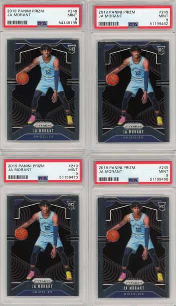 LOT of 4 - 2019 Panini Prizm #249 Ja Morant RC PSA 9