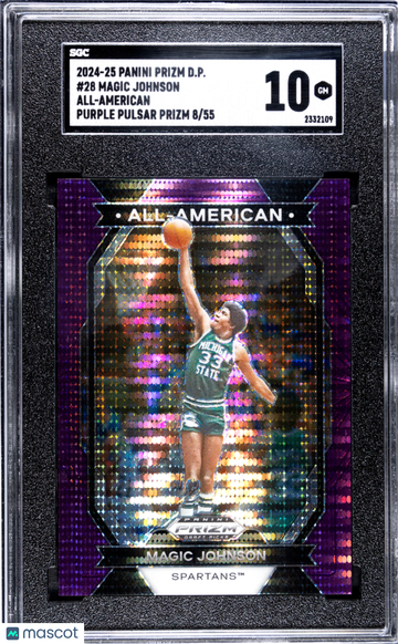 2024 Panini Prizm D.P. Magic Johnson #28 All American Purple Pulsar SGC 10