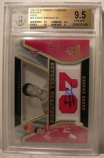 2007-08 SP ROOKIE THREADS ROOKIES GOLD #68 AARON BROOKS AUTO 13/50 BGS 9.5 GEM MINT