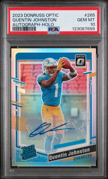 2023 Donruss Optic Rookie Autographs Holo Quentin Johnston #265 /150 PSA 10