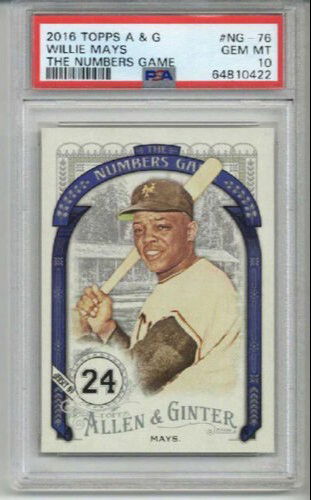 2016 TOPPS ALLEN & GINTER NUMBERS GAME WILLIE MAYS CARD GIANTS PSA 10 LOW POP