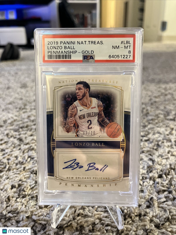 Lonzo Ball National Treasures Penmanship, Auto,  /10, Psa 8