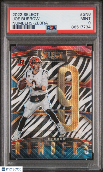 JOE BURROW 2022 Select Numbers Zebra Case Hit SSP #SN8 PSA 9 BENGALS