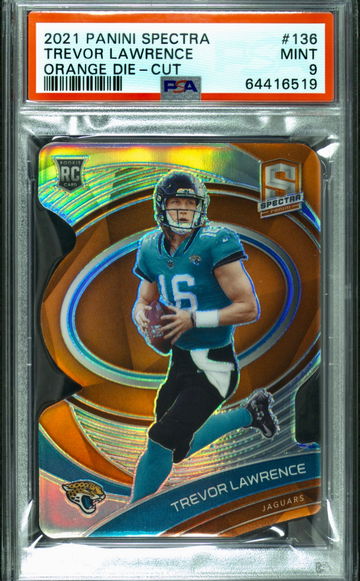 2021 Panini Spectra Trevor Lawrence RC Neon Orange Die Cut 6/10 PSA 9 Mint SSP