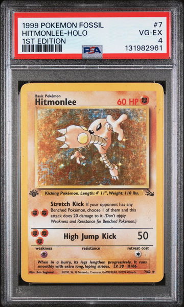1999 Pokemon Fossil 1st Edition Holo Hitmonlee #7 PSA 4