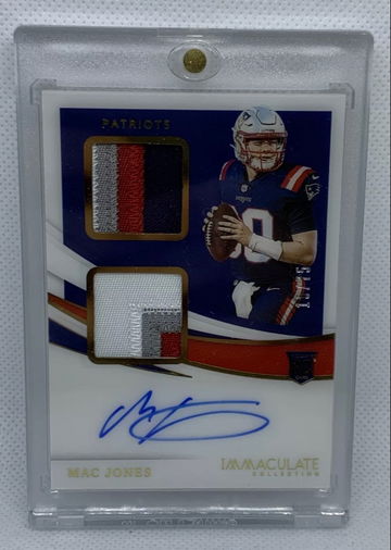 2021 Immaculate Football Mac Jones rookie dual RPA 10/75 JERSEY # Match 4 ColoR