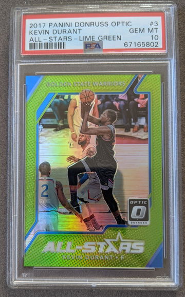 PSA 10 - 2017 Panini Donruss Optic All-Stars LIME GREEN # /175 Kevin Durant #3 Warriors
