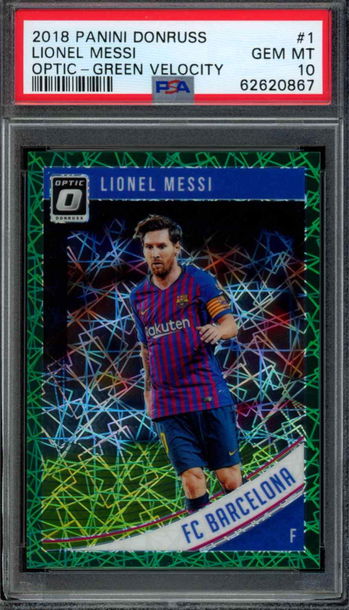 2018 Panini Donruss Optic GREEN VELOCITY /200 #1 Lionel Messi PSA 10 GEM MINT