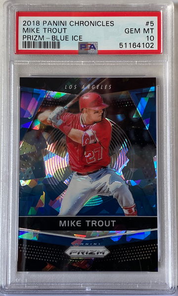 2018 Panini Chronicles Mike Trout Prizm - Blue Ice /149 PSA 10
