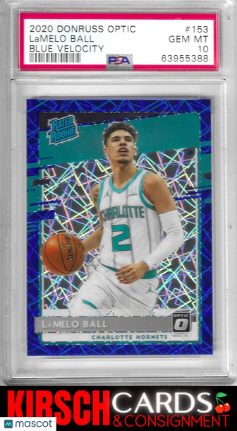 LaMelo Ball 2020-21 Donruss Optic #153 Blue Velocity RC PSA 10 Charlotte Hornets