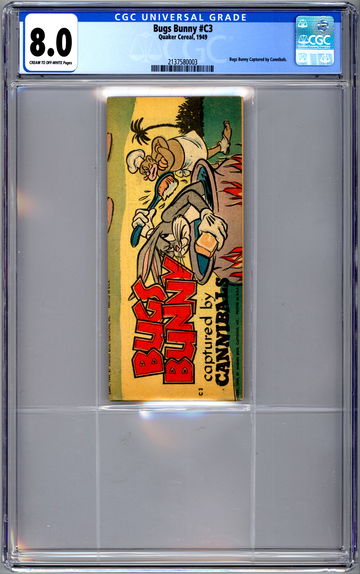 BUGS BUNNY #C3 CGC 8.0 *CAPTURED BY CANNIBALS* RACIST THEMED COVER QUAKER 1949