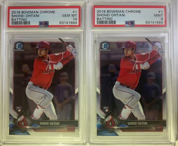 2018 Bowman Chrome Shohei Ohtani Batting 2 Card Lot PSA 10 Gem Mint & PSA 9 Mint