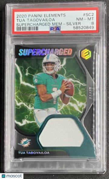 Tua Tagovailoa 2020 Elements Supercharged Jersey Silver #SC2 Rookie RC /47 PSA 8