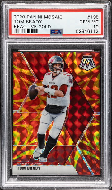 Tom Brady - 2020 Panini Mosaic Reactive Gold Prizm #135 PSA 10 GEM MT - Low Pop
