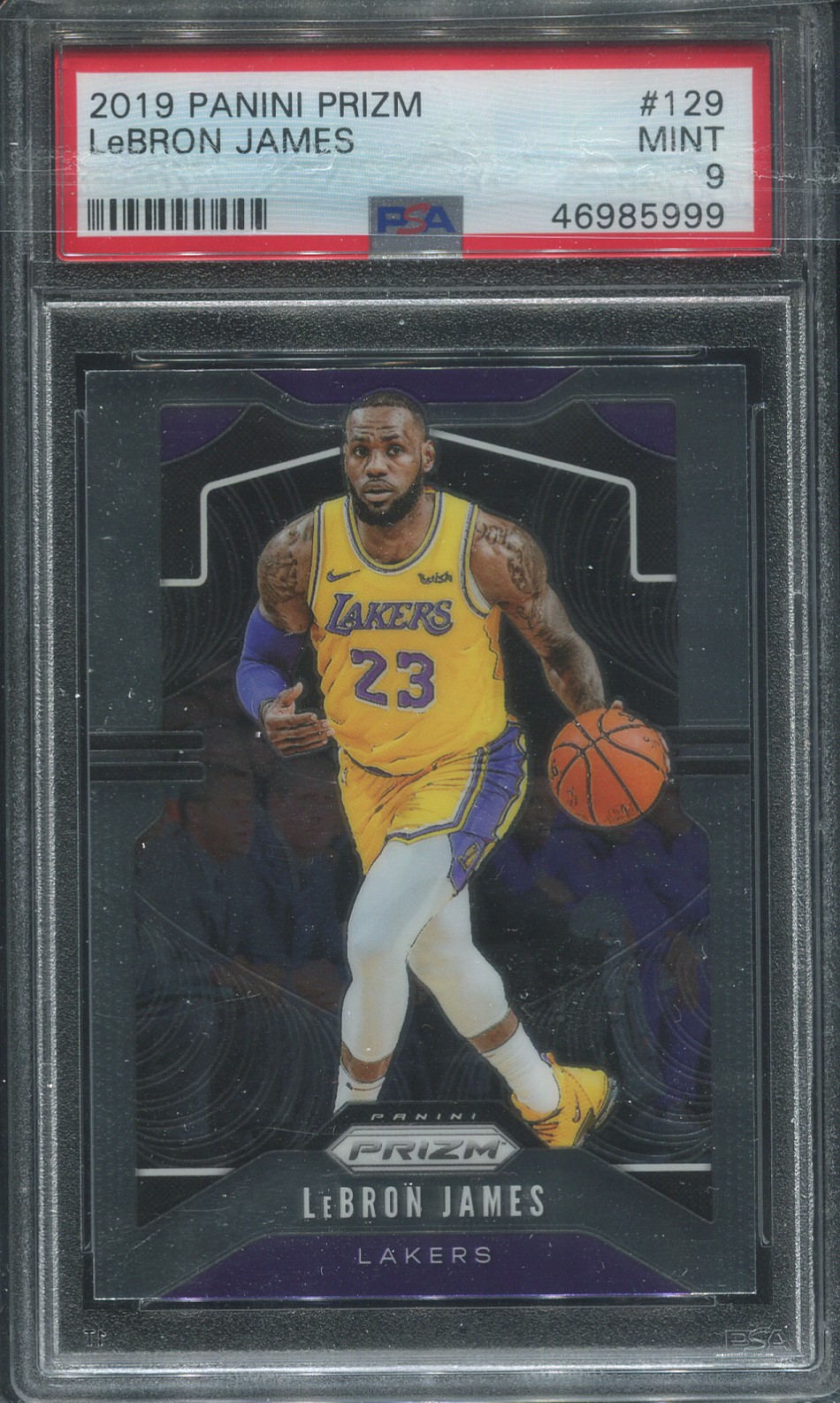 Lebron James, PSA 9, 2019-20 Prizm Base Card #129 LA Lakers