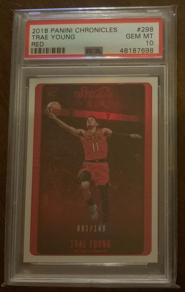 Trae Young 2018 Chronicles Studio RED 81/149 RC PSA 10 Hawks