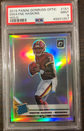 2019 Donruss Optic #151 Dwayne Haskins Holo Prizm Rated Rookie RC PSA 9 Mint Steelers