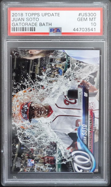 PSA 10 - 2018 TOPPS UPDATE JUAN SOTO RC #US300 SSP GATORADE BATH