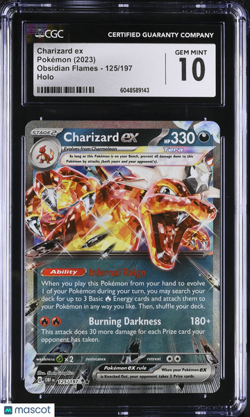 2023 Pokemon Obsidian Flames Charizard ex Holo CGC 10 #125/197