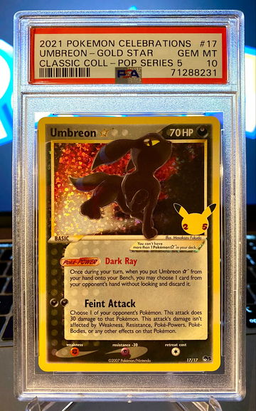 2021 Pokemon Celebrations UMBREON Gold Star HOLO Classic Collection #17 PSA 10 Gem Mint