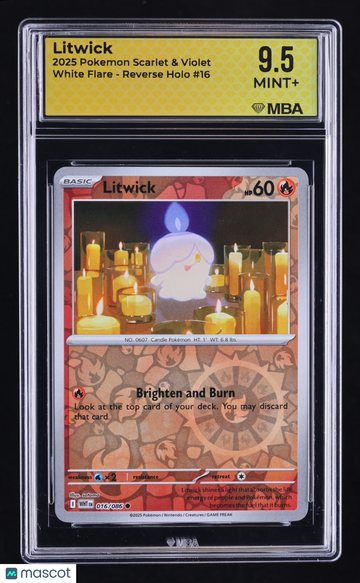 2025 Pokemon Scarlet & Violet White Flare Litwick Reverse Holo MBA 9.5 #16