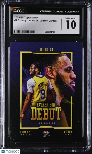2024-25 Topps Now Bronny James Jr./LeBron James #1 CGC 10