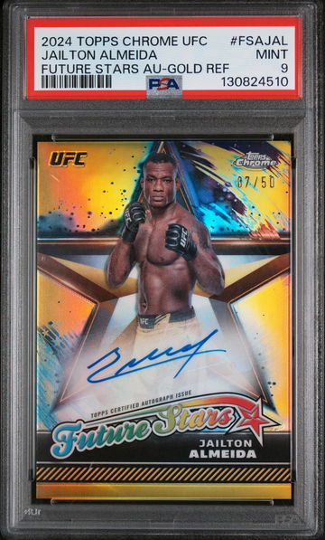 2024 Topps Chrome UFC Future Stars Autographs Future Stars Auto-Gold Jailton Almeida #FSAJAL /50 PSA 9