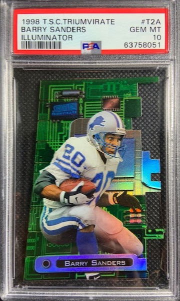 1998 Topps Stadium Club Triumvirate Illuminator Barry Sanders T2A PSA 10 Gem Mint Pop 6