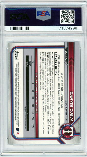 2022 Bowman Bowman Chrome Prospects Bandw Mini-Diamond Refractor Brennen Davis #BCP-173 PSA 10