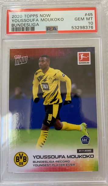 Youssoufa Moukoko 2020 Topps Now PSA 10 Rookie #45 Dortmund 💎 ⚽️