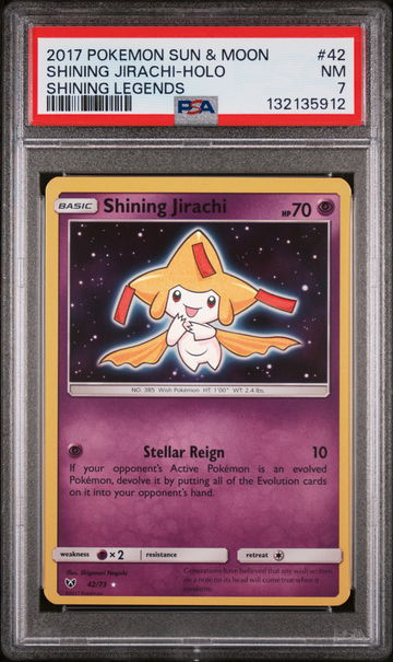 2017 Pokemon Sun and Moon Shining Legends Holo Shining Jirachi #42 PSA 7