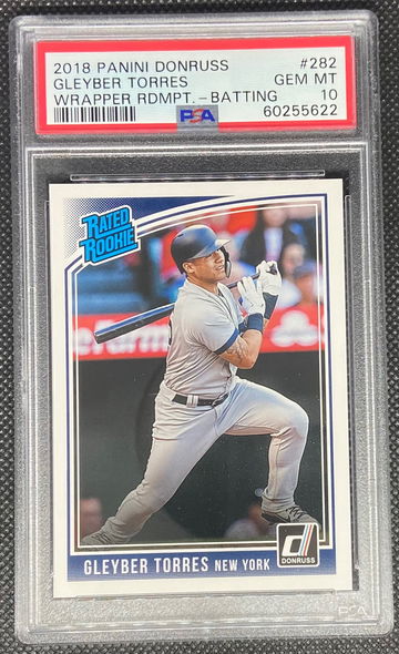 2018 Panini Donruss Wrapper Rdmpt. Batting #282 GLEYBER TORRES PSA 10 GEM MINT