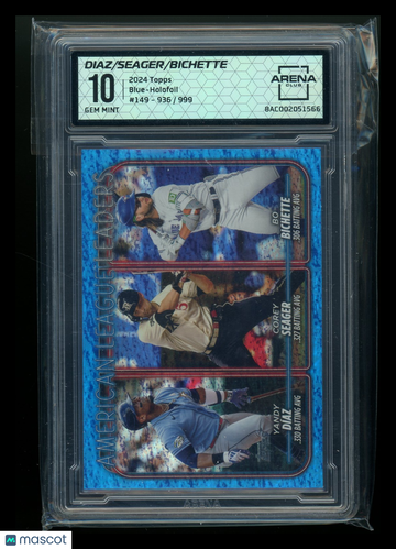 2024 Topps Blue Holofoil Bo Bichette Yandy Diaz Corey Seager #149 /999 Arena Club 10