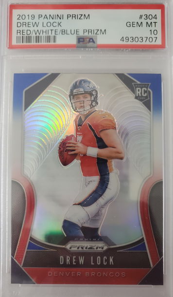 2019 prizm drew lock red white and blue prizm psa 10